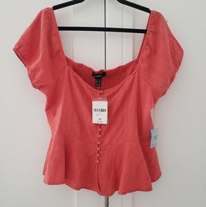 NEW Forever 21 Coral Peplum Top